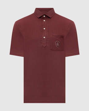 Brunello Cucinelli Burgundy wool polo shirt with logo print MM6701301F
