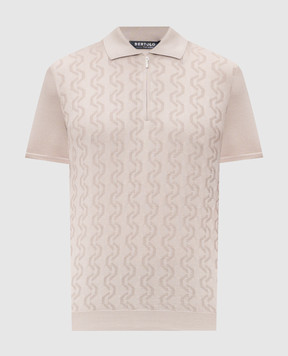 Bertolo Cashmere Gray patterned silk polo shirt 902335002425