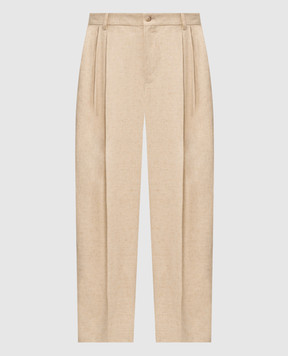 Dolce&Gabbana Beige linen, silk and hemp pants GP10DTFUTDB