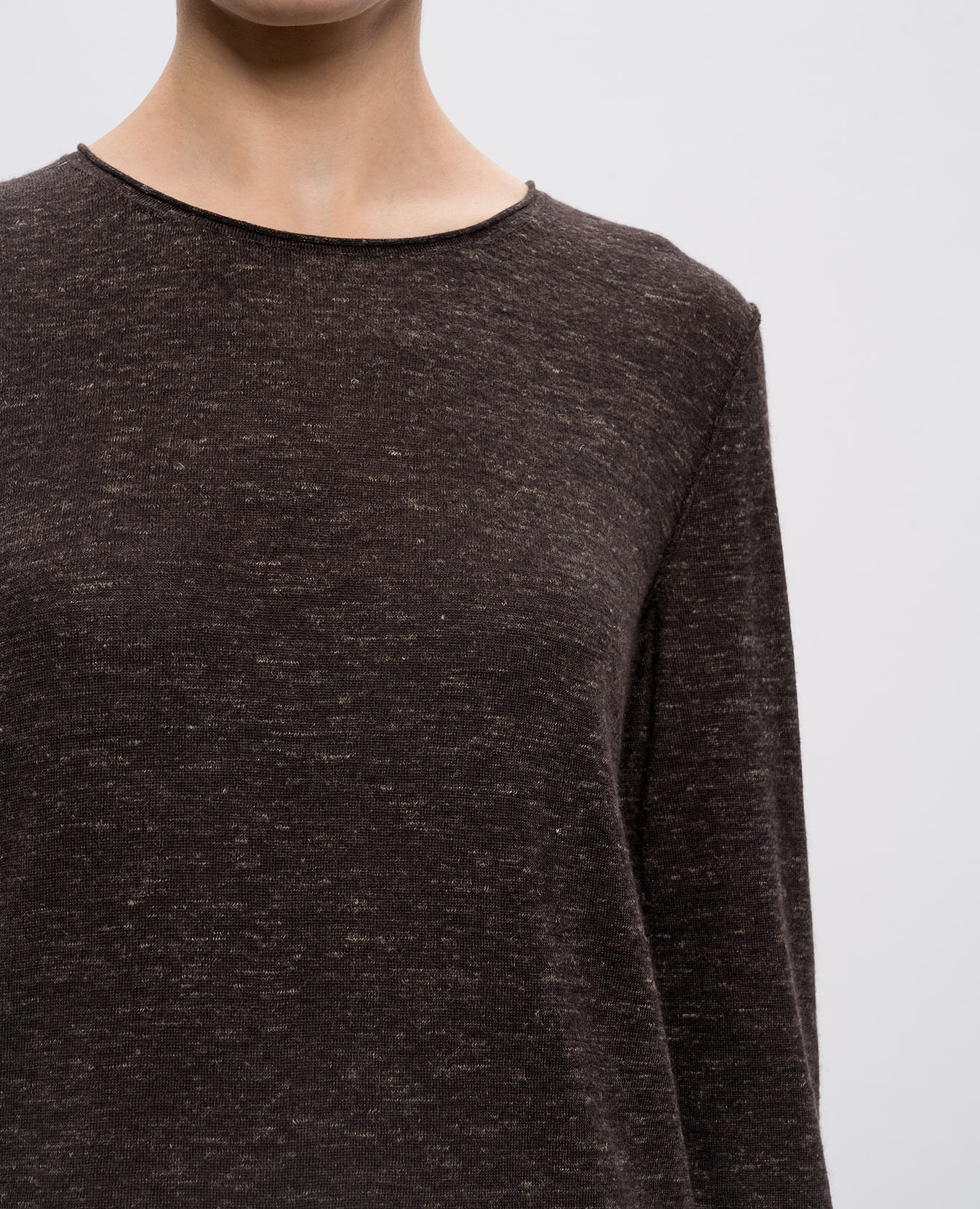 Brown melange Nile cashmere, silk and linen jumper The Row 5