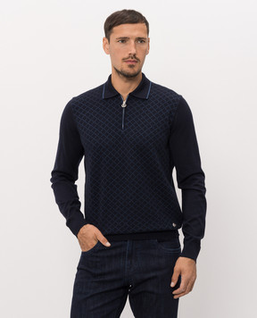 Stefano Ricci Blue cashmere and silk polo shirt K808114P30F26379