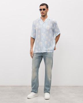 Alexander McQueen Blue jeans with logo patch 845485QYABU