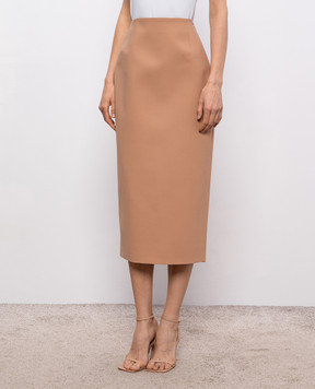 Thierry Mugler Brown pencil skirt midi with wool 26S1JU06001027