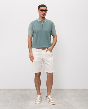 Stefano Ricci Green silk polo with zipper K212034P31F26190