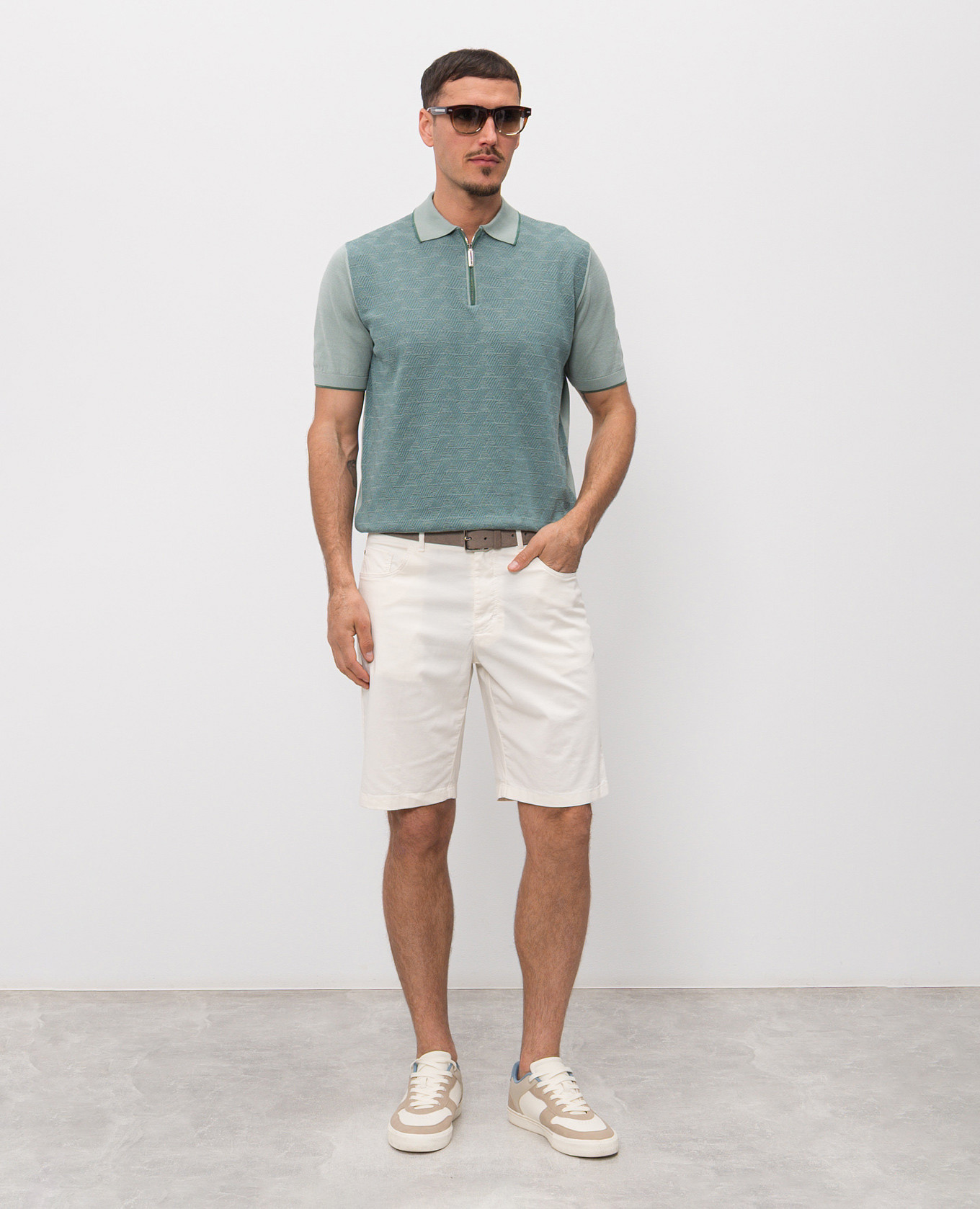 Green silk polo with zipper Stefano Ricci 2