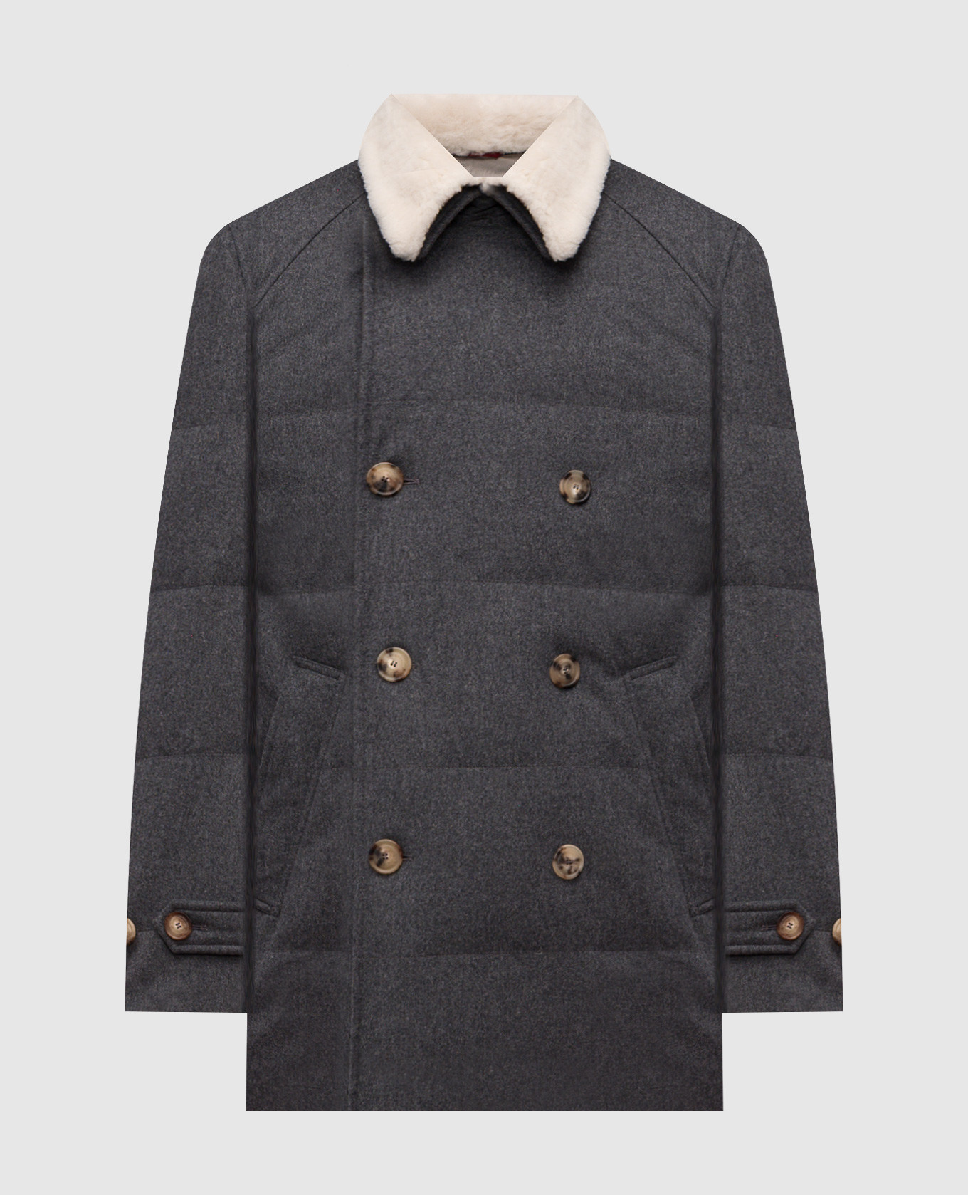 

Gray double-breasted wool down jacket Brunello Cucinelli, Grey