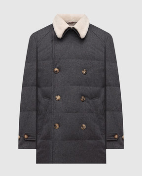 Brunello Cucinelli Gray double-breasted wool down jacket MM4701686