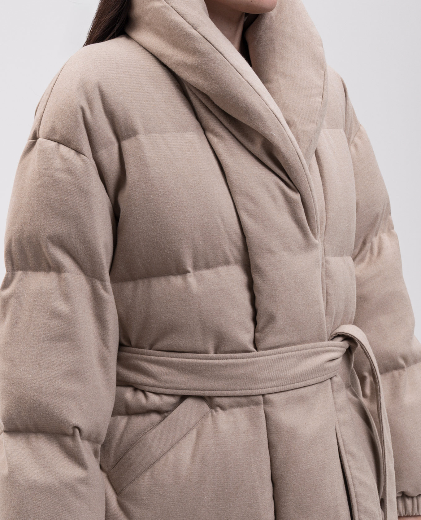 Beige elongated down jacket Be Florence 4