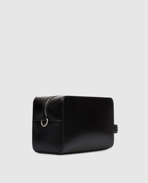 Off-White Black leather toiletry bag with print OMNS028C99LEA001