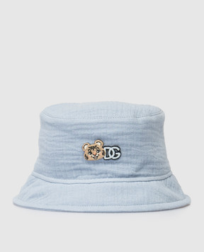 Dolce&Gabbana Children's blue panama hat with monogram LN5H51FU5YU