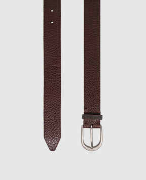 Brunello Cucinelli Burgundy leather belt with monil chain M0JUMC31GP
