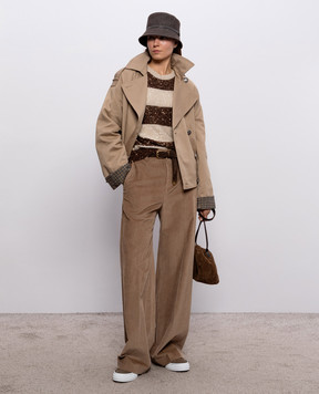 Brunello Cucinelli Beige double-breasted jacket with linen ML5977604P