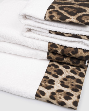 Dolce&Gabbana Set of white terry towels with leopard inserts 5 pcs TCFS01TCAAU