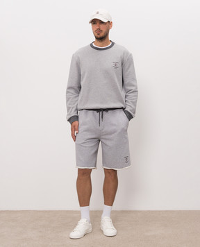 Brunello Cucinelli Grey melange shorts with embroidery MM8263389G