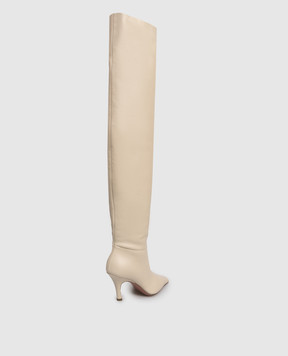 Amina Muaddi Jamie beige leather over the knee boots 15S365726JAM