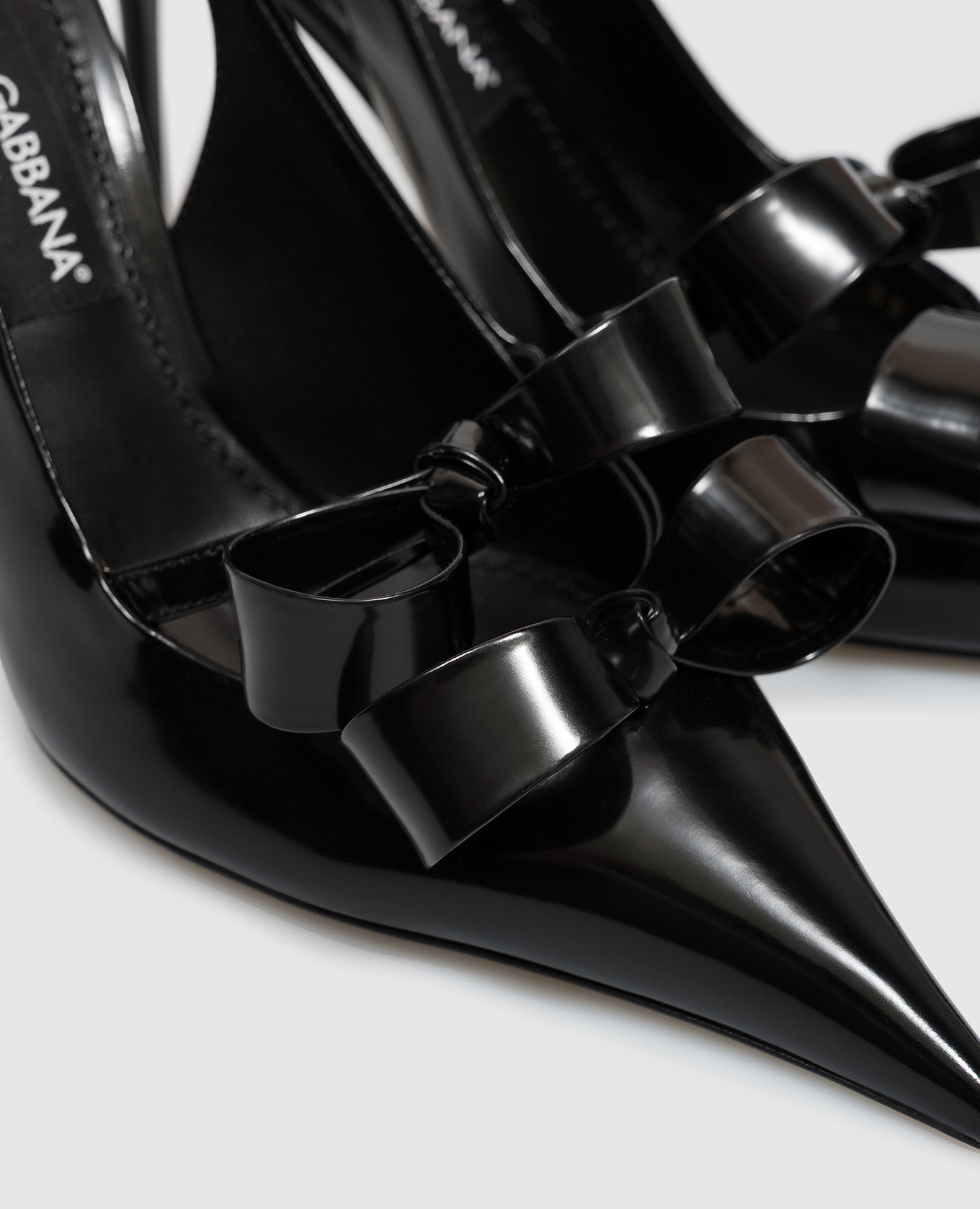 Black leather glossy slingbacks with bows Dolce&Gabbana 5