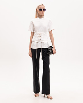 Alexander McQueen Ivory T-shirt with corset patch 863552QLAEZ