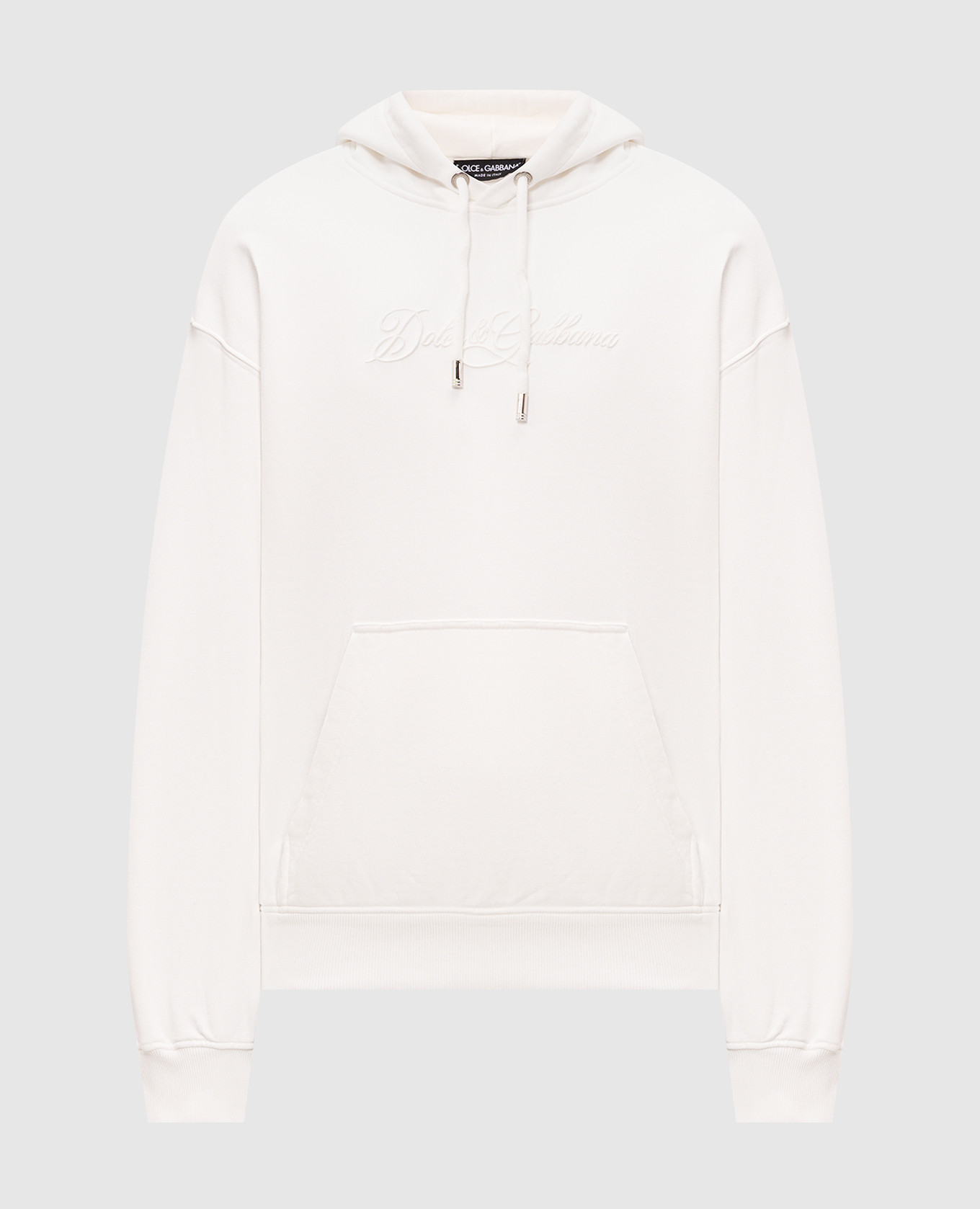 White hoodie with logo embroidery