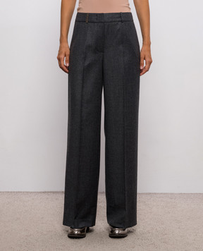 Peserico Gray wool pants with patch A0433503359