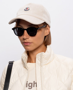 Moncler Beige corduroy cap with logo patch L20933B000075964B