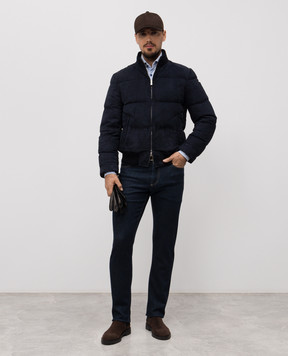 Enrico Mandelli Blue suede down jacket 2T117A7405