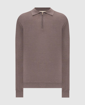 Cashmere&Whiskey Brown wool, silk and cashmere polo shirt 474Z