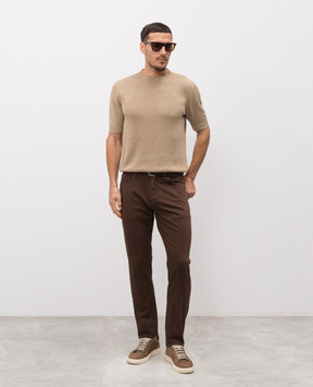 ISAIA Brown pants with logo patch PNT005X0059