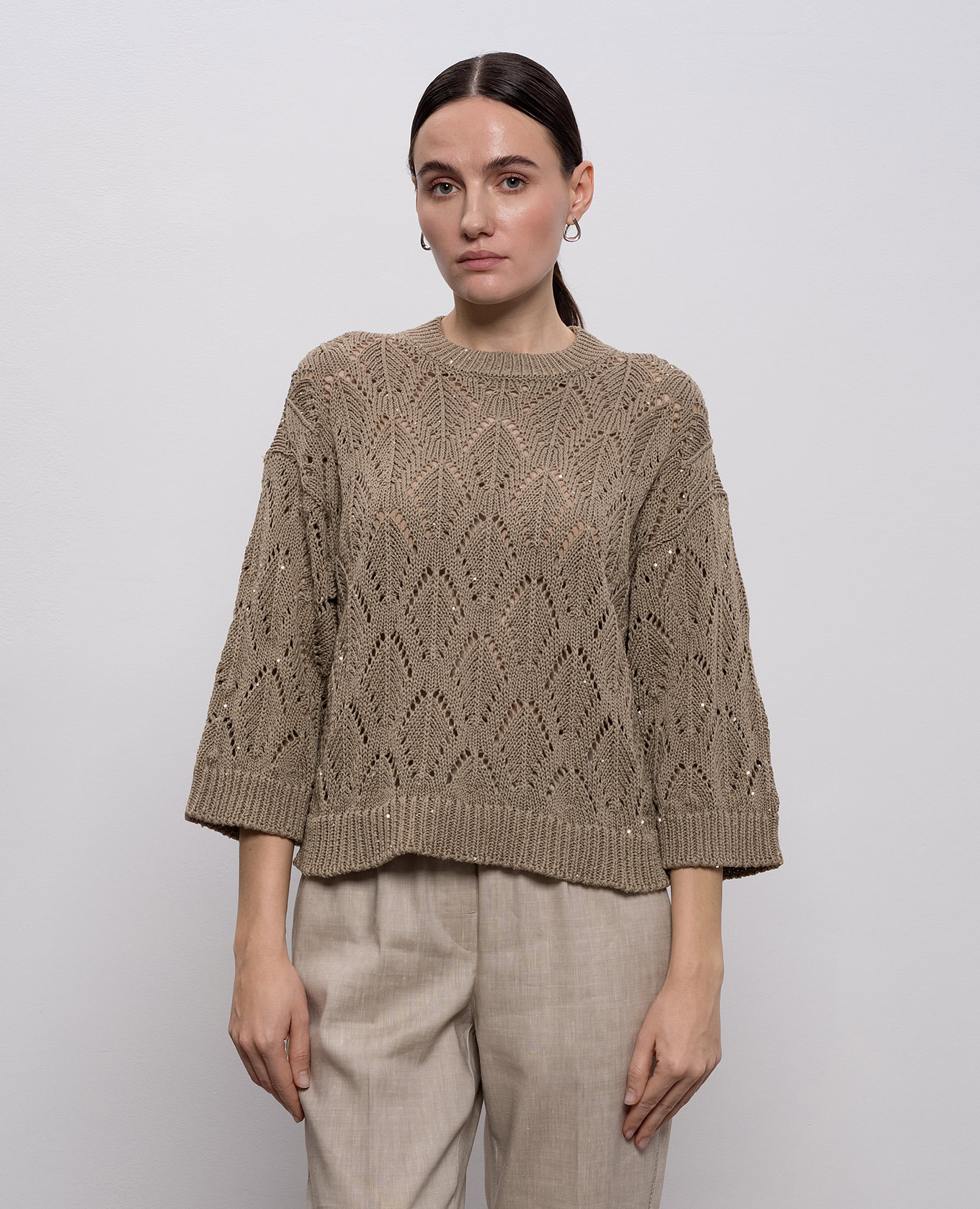 

Khaki openwork jumper Peserico