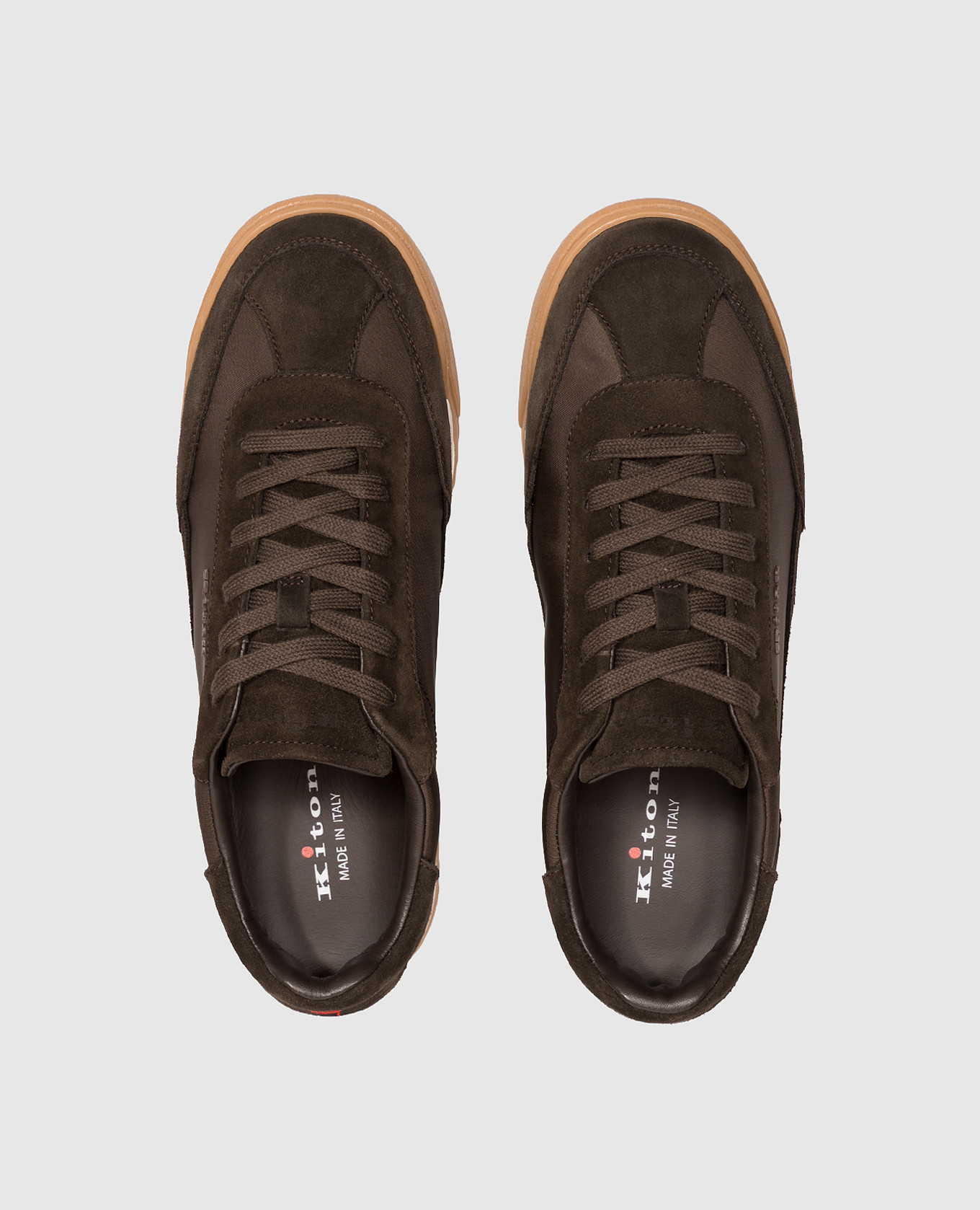 Brown logo-embossed combination sneakers Kiton 4