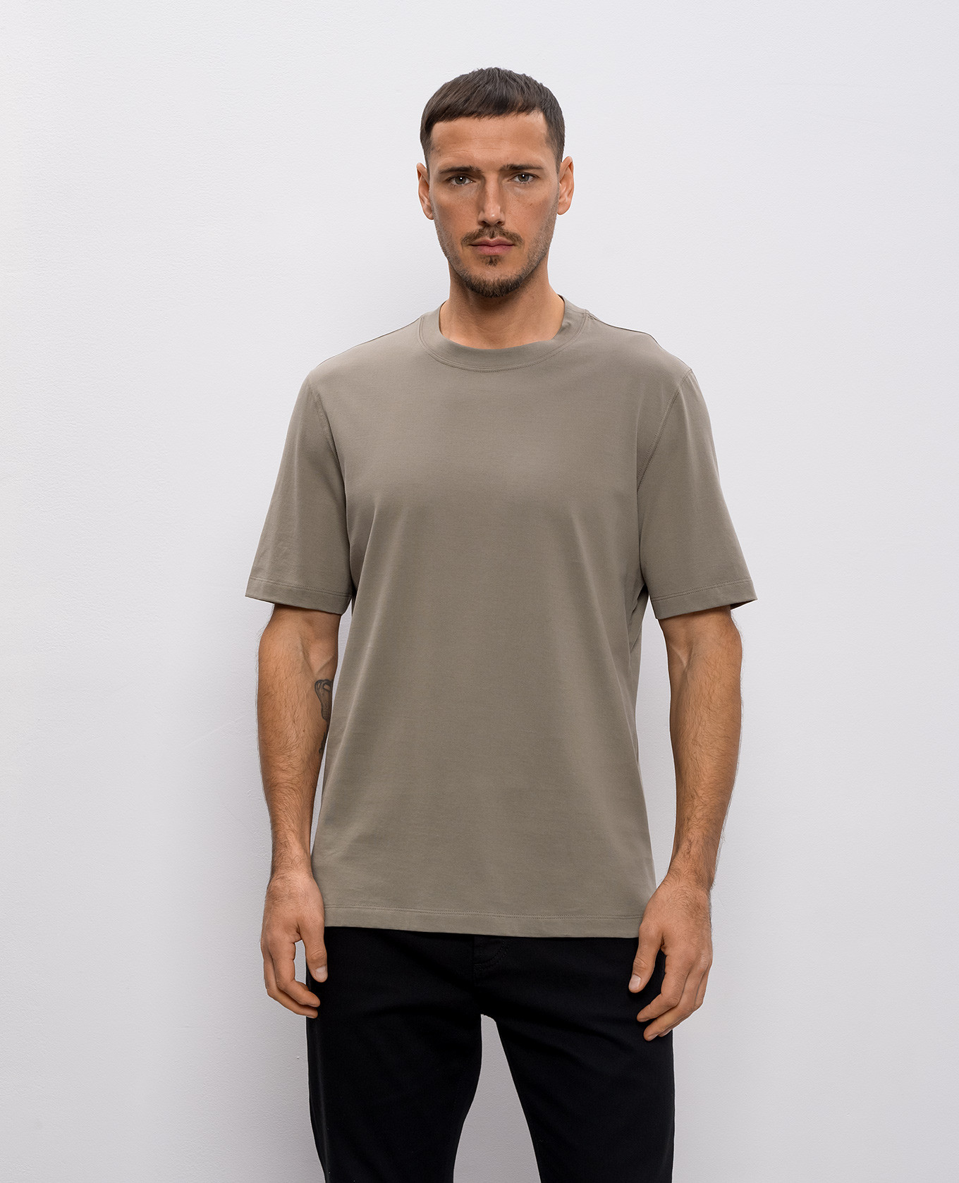 

Khaki straight-cut T-shirt Brunello Cucinelli