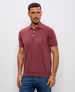 Brunello Cucinelli Pink polo with piping M29800125