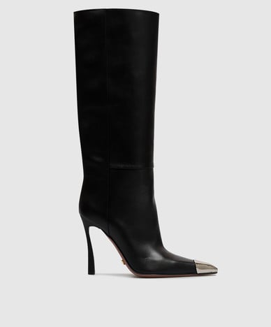 Schwarze Lederstiefel