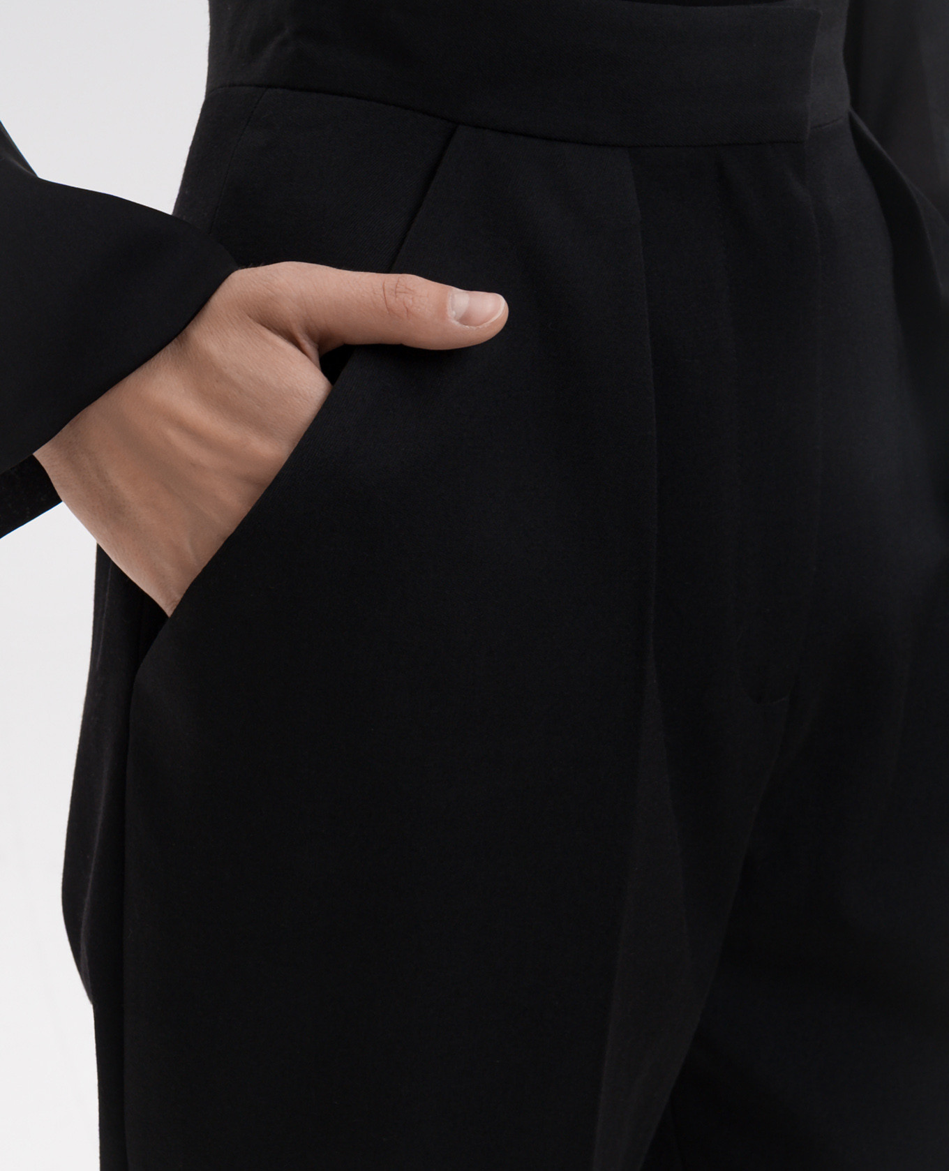 Black wool high-rise pants Balmain 5