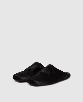 UMA WANG Black leather mules US9094