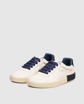 Dolce&Gabbana White leather sneakers with textured logo CS2392A0218