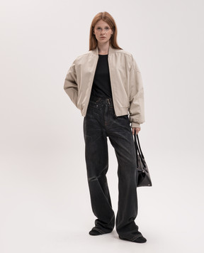 Maison Margiela MM6 Beige bomber jacket with embroidered emblem S52AM0369M36019