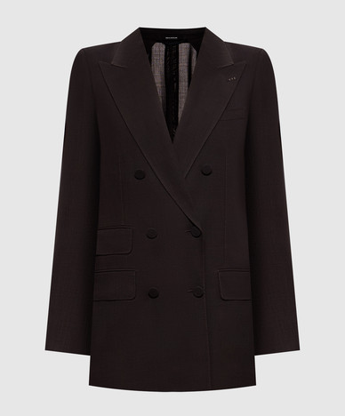 Brown double-breasted wool jacket