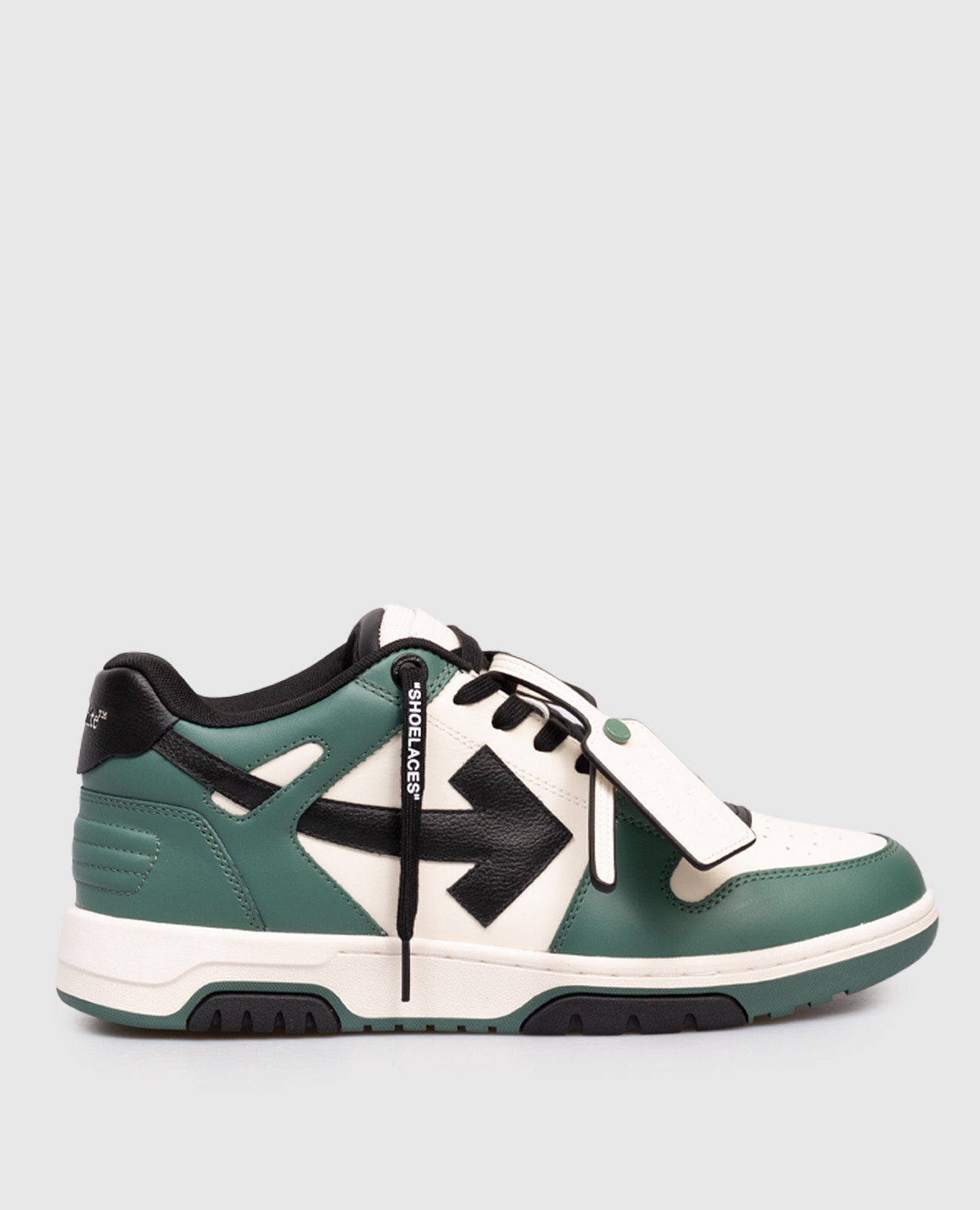 

Out Of Office Green Leather Sneakers Off-White