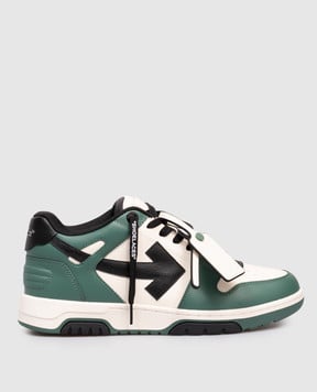 Off-White Out Of Office Green Leather Sneakers OMIA189F25LEA003