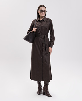 Marco Pescarolo Brown wool and silk shirt dress NIKED5428