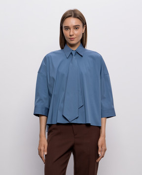 Brunello Cucinelli Blue shirt with a monil chain MP091M3A36