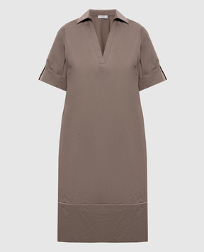 Peserico Khaki dress with monil chain A0251301979