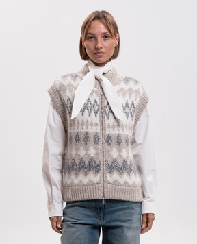 Peserico Beige alpaca wool vest A93141F03H9100