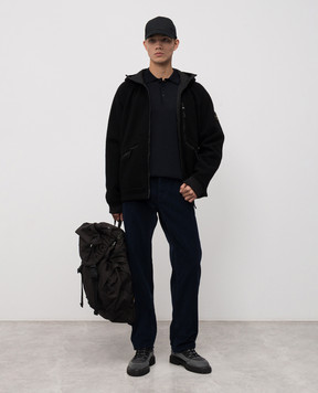 Stone Island Black wool hooded jacket K2S154100060S0214