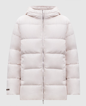 Peserico Beige down jacket with monil chain A24120J6957