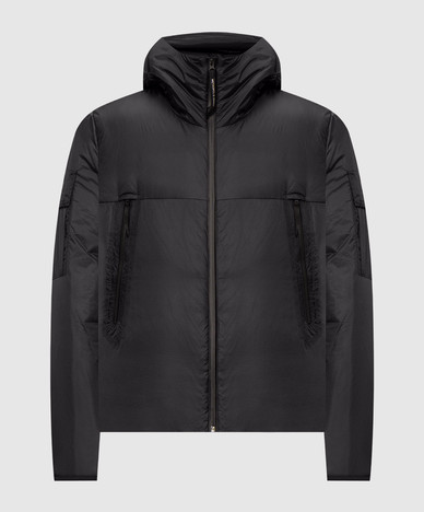 Black down jacket with logo print