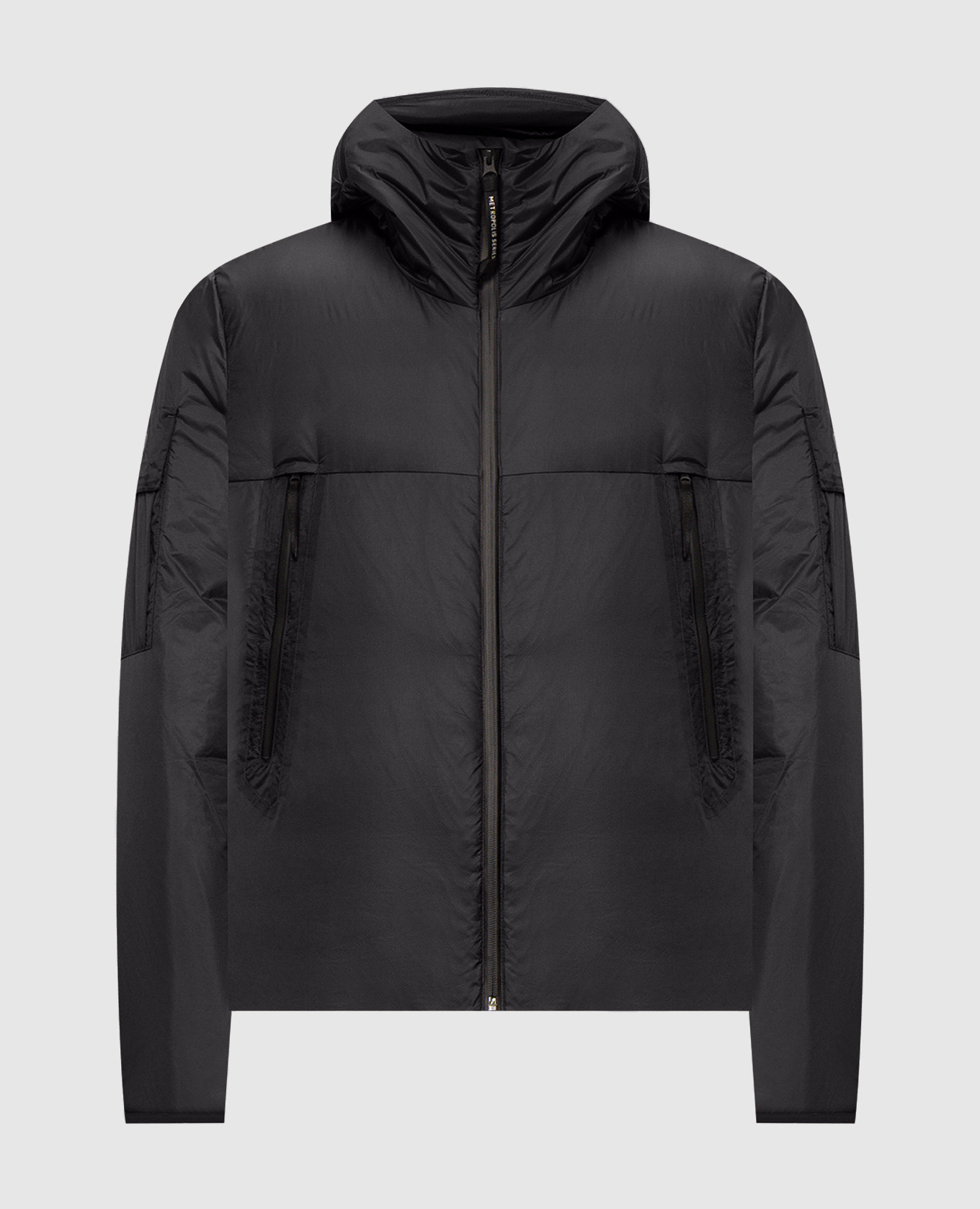 Black down jacket with logo print