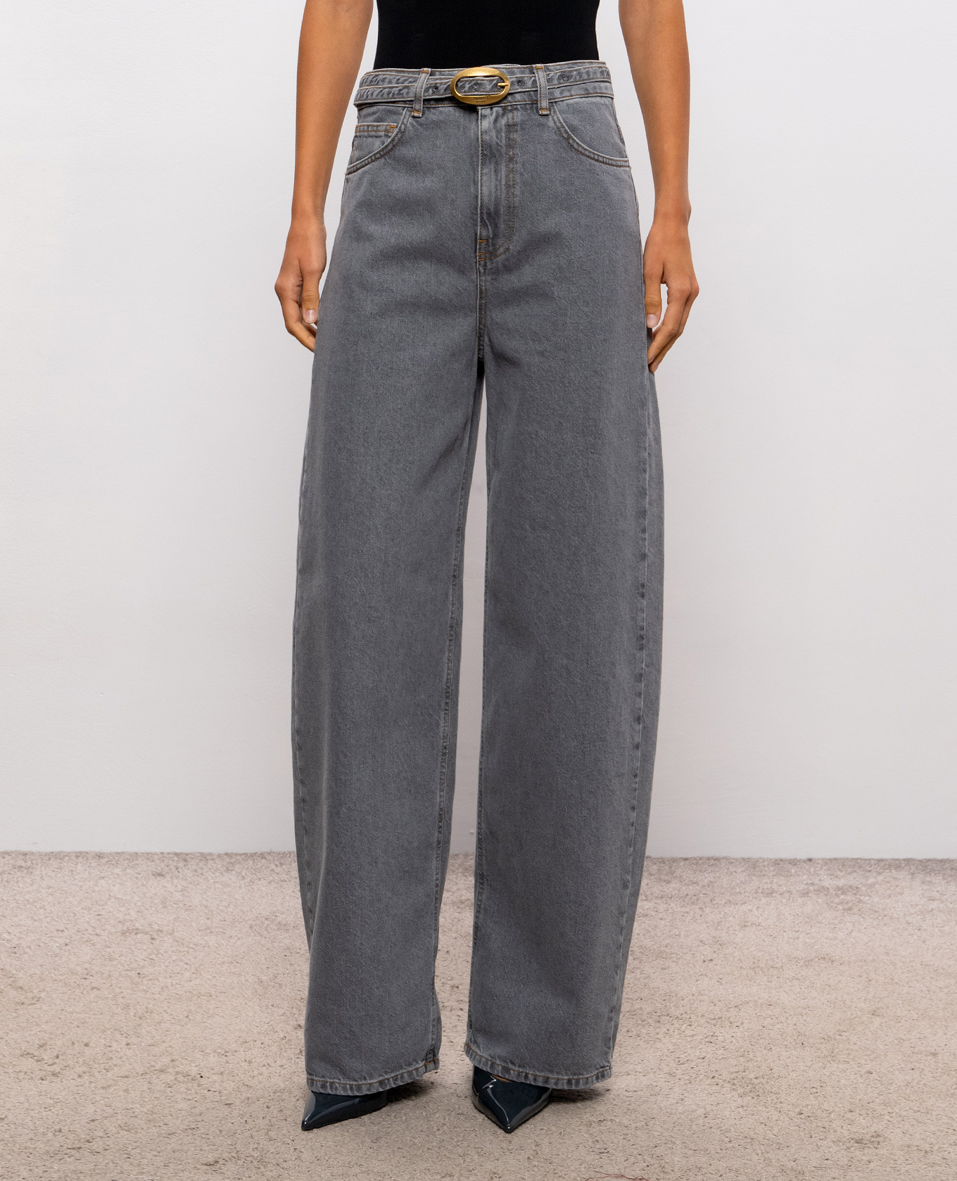 Gray jeans with belt Twinset 3