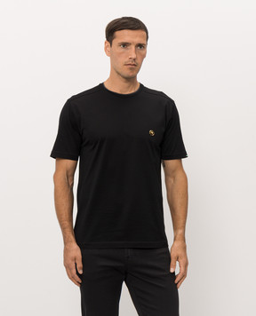Stefano Ricci Black T-shirt with logo patch MNH6105000TE0001
