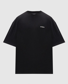 Vetements Black T-shirt with contrast logo print MH27TR144B